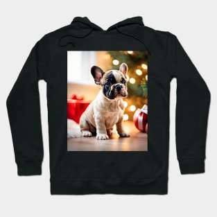 French Bulldog Puppy by Christmas Tree Hoodie